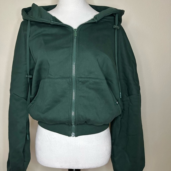 POPFLEX Forest Green zip cloud Women's Hoodie - Picture 2 of 7